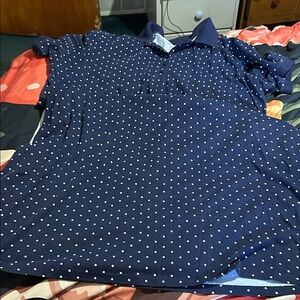 Essentials Navy and White Polka Dot Midi Dress